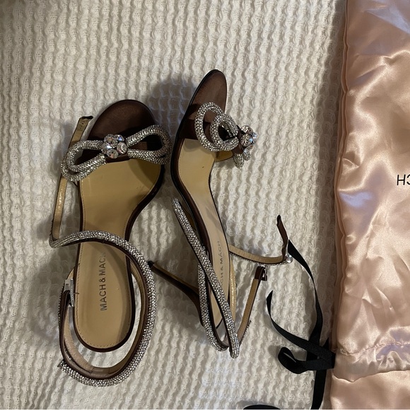 MACH MACH Brown and Silver Bow Heels - Main Image